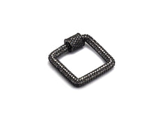 Load image into Gallery viewer, CZ Micro Pave Square Shape Clasp, Gold/Rose gold/Gunmetal/Silver Plated Carabiner Clasp, 23x23mm, sku#H158