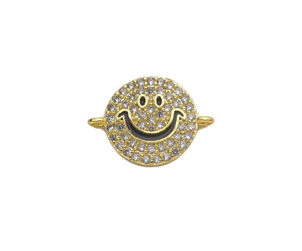 CZ Clear Micro Pave Cute Smiley Face Connector, CZ Pave Find