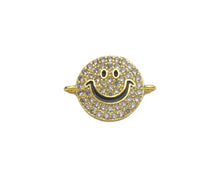 Load image into Gallery viewer, CZ Clear Micro Pave Cute Smiley Face Connector, CZ Pave Find