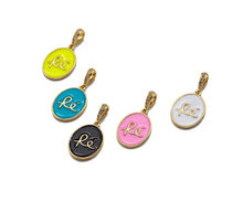 Load image into Gallery viewer, Enamel Colorful RE Alphabet On Oval Pendant/Charm, 13x18mm,sku#F1259C