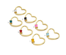 Load image into Gallery viewer, Colorful Baguette CZ Heart Shape Clasp, Gold Plated Clasp, C