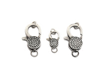 Load image into Gallery viewer, Antique Silver CZ Micro Pave Lobster Claw Clasp/Link Connector with Jump Ring,Pave Claw Clasp,11x16/13x20mm/16x24mm,sku#H170