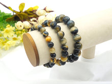 Load image into Gallery viewer, Natural Golden Blue Tiger Eye Stretch Bracelet, U1077