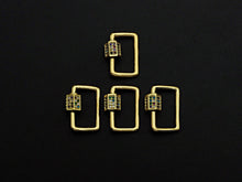Load image into Gallery viewer, Colorful CZ Micro pave Rectangle Shape Clasp, CZ Pave Clasp, 24K Gold Carabiner Clasp, 15x20mm, sku#H192