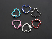 Load image into Gallery viewer, Colorful Enamel Pave Heart Shape Clasp,Silver Plated Screw Clasp, Carabiner Clasp, 22.6x21mm, sku#K76