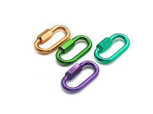 Load image into Gallery viewer, Large Colorful Enamel Pave Oval Shape Clasp, Gold/Purple/Green/Tear Green Carabiner Clasp, 16x28mm, sku#H238
