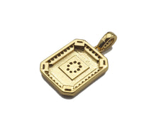 Load image into Gallery viewer, 14K Gold plated Initial Tag Letter Charm, CZ A - Z Alphabet Letter, Personalized Charm for Necklace Jewelry Making, 9x20mm,sku#F1333