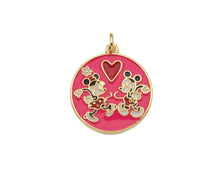 Load image into Gallery viewer, Colorful Enamel Mickey Mouse On Round Coin Pendnat,Red Black Enamel Gold Charm , Colorful Enamel, 23x20mm, Sku#LK263