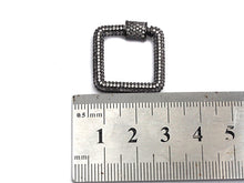 Load image into Gallery viewer, CZ Micro Pave Square Shape Clasp, Gold/Rose gold/Gunmetal/Silver Plated Carabiner Clasp, 23x23mm, sku#H158