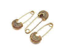 Load image into Gallery viewer, Colorful CZ Micro pave Safety Pin Lock Clasp, CZ Pave Pin Lock Clasp, Colorful Connector, 10x32mm, sku#F1171