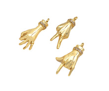 Load image into Gallery viewer, CZ Micro Pave Ok/Love You/Yeah Gesture Shape Pendant/Charm,18K Gold Charm, Necklace Bracelet Charm Pendant,8x19/7x19/10x19mm,Sku#FH152
