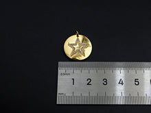 Load image into Gallery viewer, CZ Micro Pave Five Star On Round Coin Pendant,Round Cubic Zirconia Pendant, 10x16mm,Sku#F1095