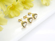 Load image into Gallery viewer, CZ Heart Stud Earrings, Sku#J218