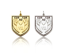 Load image into Gallery viewer, Dainty Angle Wings Heart On Shield  Shape Pendant,Gold/Silver Medallion Charm, Shield Necklace Bracelet Charm Pendant,19x24mm, Sku#L538