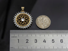 Load image into Gallery viewer, Gold Filigree Flower On CZ Micro Pave Round Ring Charms, Gold Charms, CZ Pave Pendant,Necklace Charms, 24x26mm, Sku#F1280