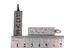 Load image into Gallery viewer, CZ Micro Pave Long Bar Love Pendant, Cubic Zirconia Strip Pendant, Micro pave Rectangle shape pendant, 13x41mm, sku#FH24