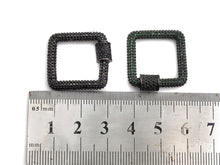 Load image into Gallery viewer, Fully Colorful Cz Micro pave Square Shape Clasp, CZ Pave Black/Blue/Pink/Gold Carabiner Clasp, 23mm, sku#H183