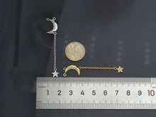 Load image into Gallery viewer, CZ Micro Pave Moon North Star Pendant/Charm, Star Moon Pendant, Clear CZ Micro Pave Charm, 11x55mm, sku#F1266