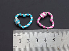 Load image into Gallery viewer, Colorful Enamel Pave Heart Shape Clasp,Silver Plated Screw Clasp, Carabiner Clasp, 22.6x21mm, sku#K76