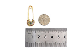 Load image into Gallery viewer, Colorful CZ Micro pave Safety Pin Lock Clasp, CZ Pave Pin Lock Clasp, Colorful Connector, 10x32mm, sku#F1171