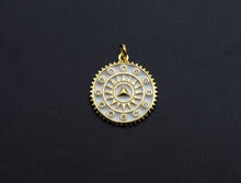 Load image into Gallery viewer, Pave CZ  Enamel Patten Pendant, Black/White Enamel Pendant, Enamel jewelry Findings, 20x27.5mm,sku#FH12