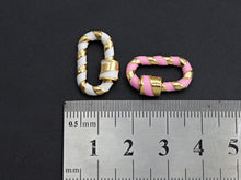 Load image into Gallery viewer, Colorful Enamel Pave Oval Shape Clasp, Carabiner Clasp, White/Black/Rainbow/Blue/Pink Screw Clasp, 12x20mm, sku#H251