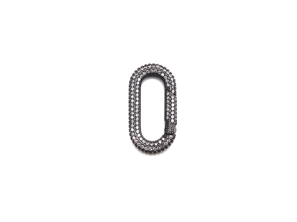 NEW Spring Snap Fully CZ Micro Pave Oval Carabiner Clasp, Oval Link Clasp, Connector Clasp, Oval Lock, 18x34mm/15x28mm, sku#H257