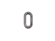 Load image into Gallery viewer, NEW Spring Snap Fully CZ Micro Pave Oval Carabiner Clasp, Oval Link Clasp, Connector Clasp, Oval Lock, 18x34mm/15x28mm, sku#H257