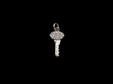 Load image into Gallery viewer, CZ Micro Pave Key Shaped Pendant/Charm, Small Key Charm, Cubic Zirconia Pave Charm, 8x16mm, sku#F1139C