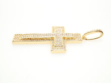 Load image into Gallery viewer, Large CZ Micro Pave Cross Pendant with Cross Symbol,Gold/Silver/Black/Rose Gold Cross,Cubic Zirconia Jewelry Findings,28x38mm,sku#F484