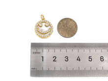 Load image into Gallery viewer, Mother-of-pearl Inlay Smiley Face Round Pendant/Charm, Cubic Zirconia Pendant Charm, MOP Charm, 18x16mm,Sku#L368