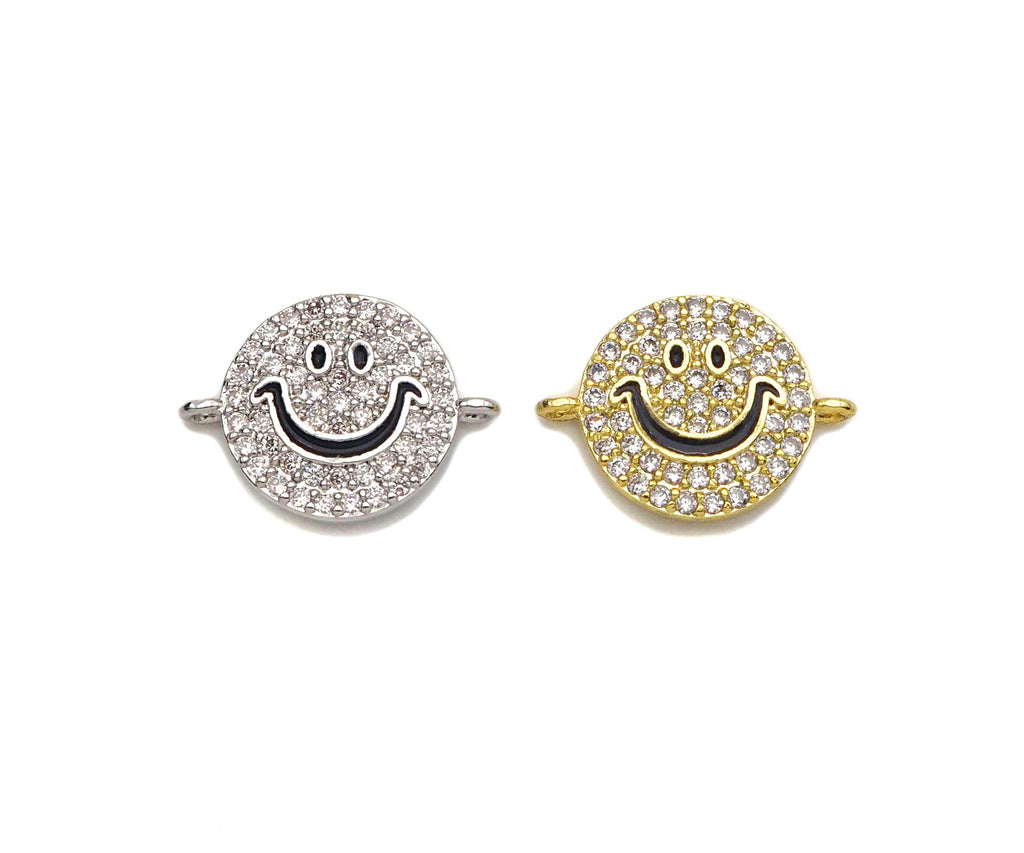 CZ Clear Micro Pave Cute Smiley Face Connector, CZ Pave Find