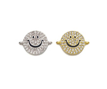 Load image into Gallery viewer, CZ Clear Micro Pave Cute Smiley Face Connector, CZ Pave Find