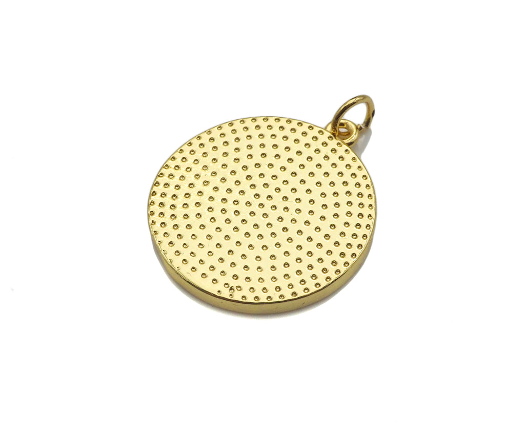 Colorful Enamel Mickey Mouse On Round Coin Pendnat,Red Black Enamel Gold Charm , Colorful Enamel, 23x20mm, Sku#LK263