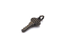Load image into Gallery viewer, CZ Micro Pave Key Shaped Pendant/Charm, Small Key Charm, Cubic Zirconia Pave Charm, 8x16mm, sku#F1139C