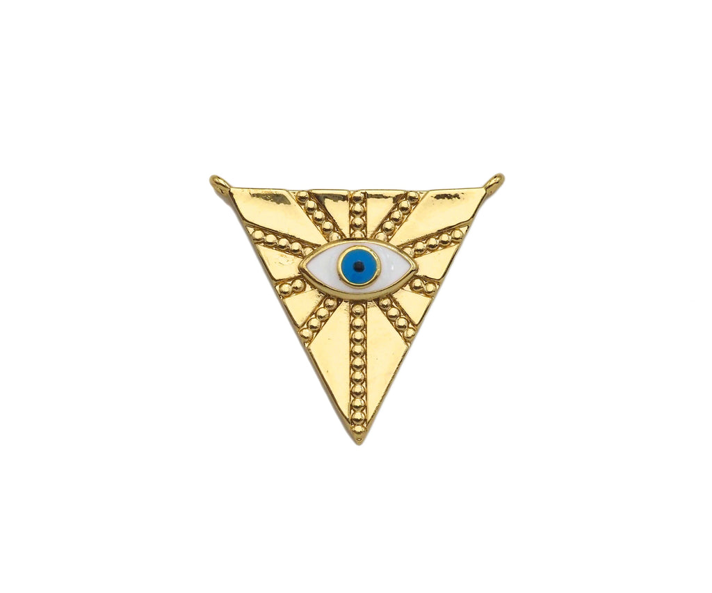 Enamel Evil Eye On Triangle Shape Pendant,18K Dainty Gold Charm, Necklace Bracelet Charm Pendant,26x24mm, Sku#F1372