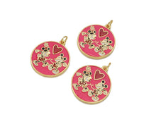 Load image into Gallery viewer, Colorful Enamel Mickey Mouse On Round Coin Pendnat,Red Black Enamel Gold Charm , Colorful Enamel, 23x20mm, Sku#LK263
