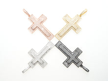 Load image into Gallery viewer, Large CZ Micro Pave Cross Pendant with Cross Symbol,Gold/Silver/Black/Rose Gold Cross,Cubic Zirconia Jewelry Findings,28x38mm,sku#F484
