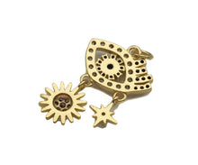 Load image into Gallery viewer, Clear CZ Micro Pave Colbalt Blue Evil Eye With Sunflower Star Shape Pendant Charm, Cubic Zirconia Evil Eye Charm,17x26mm,sku#LK155