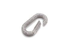 Load image into Gallery viewer, NEW Spring Snap Fully CZ Micro Pave Oval Carabiner Clasp, Oval Link Clasp, Connector Clasp, Oval Lock, 18x34mm/15x28mm, sku#H257
