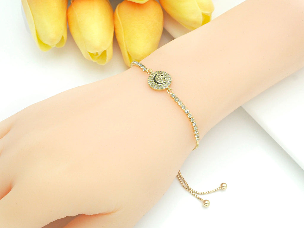 CZ Clear Micro Pave Cute Smiley Face Connector, CZ Pave Find