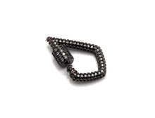 Load image into Gallery viewer, CZ Micro pave Tear Drop Shape Clasp, CZ Pave Clasp, Gold/Silver/Rose Gold/Gunmetal Carabiner Clasp, 17x25mm, sku#H184