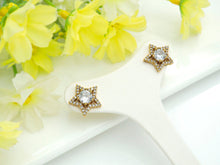 Load image into Gallery viewer, PRESELLING CZ Micro Pave Stud Earring Wires, Five Star Shape Earrings, Clear CZ micro pave earrings, 14mm, sku#J225