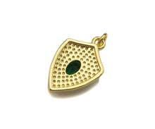 Load image into Gallery viewer, Big CZ Micro Pave Shield Shape Pendant/Charm,Cubic Zirconia Medallion Charm, Necklace Bracelet Charm Pendant,13x20mm, Sku#LK193