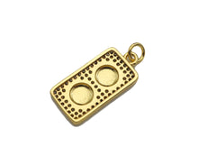 Load image into Gallery viewer, CZ Micro Pave 18k Gold Duble Button On  Rectangle Pendant, Cubic Zirconia Medallion Pendant Charm, CZ Screw Pendant,11x23mm, Sku#LK203