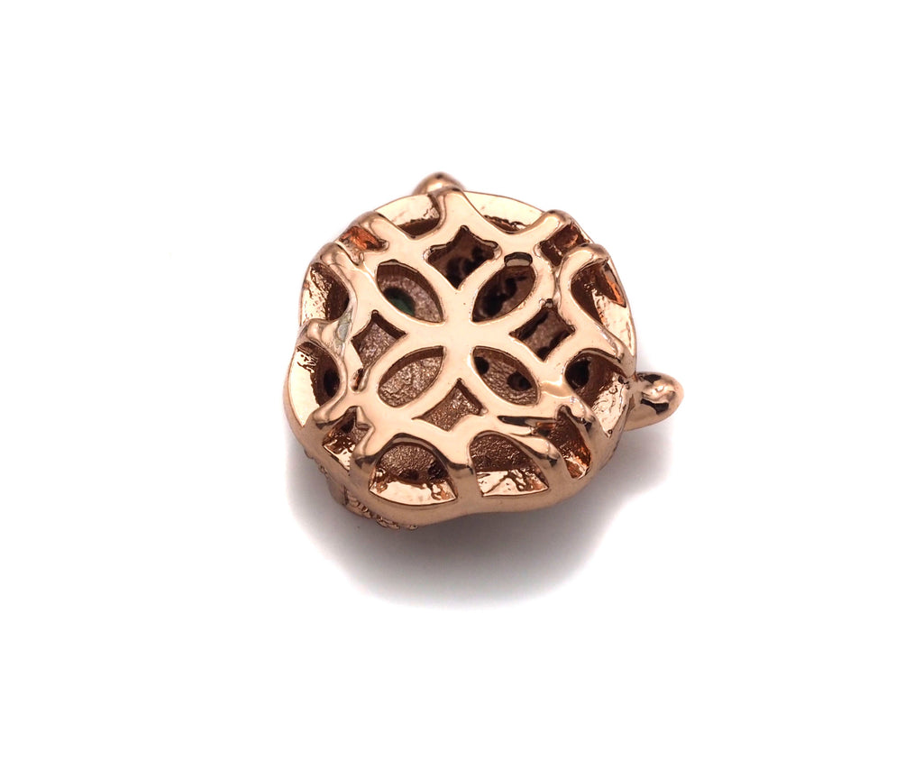 CZ Micro Pave Green Eye Leopard Head Pendant/Charm, Black panther Charm, Cubic Zirconia Pendant Charm, 10x11mm,Sku#N54
