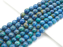 Load image into Gallery viewer, Blue Yellow Natural African Turquoise Round Smooth Beads, Sku#U1168c