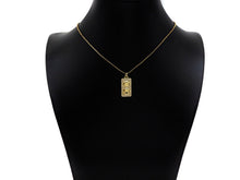 Load image into Gallery viewer, CZ Micro Pave 18k Gold Duble Button On  Rectangle Pendant, Cubic Zirconia Medallion Pendant Charm, CZ Screw Pendant,11x23mm, Sku#LK203