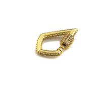 Load image into Gallery viewer, CZ Micro pave Tear Drop Shape Clasp, CZ Pave Clasp, Gold/Silver/Rose Gold/Gunmetal Carabiner Clasp, 17x25mm, sku#H184