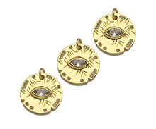 Load image into Gallery viewer, CZ Micro Pave Evil Eye On Round Coin Shape Pendant,Cubic Zir